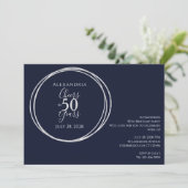 Proost op 50 jaar verjaardagsfeest marine zilver kaart (Staand voorkant)