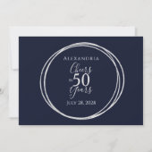 Proost op 50 jaar verjaardagsfeest marine zilver kaart (Achterkant)