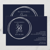 Proost op 50 jaar verjaardagsfeest marine zilver kaart (Voorkant / Achterkant)