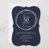 Proost op 50 jaar verjaardagsfeest marine zilver kaart (Voorkant)