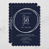 Proost op 50 jaar verjaardagsfeest marine zilver kaart (Voorkant / Achterkant)