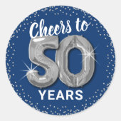 Proost op 50 Jaar Volwassen Verjaardag Ronde Sticker (Voorkant)