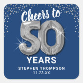 Proost op 50 Jaar Volwassen Verjaardag Vierkante Sticker (Voorkant)