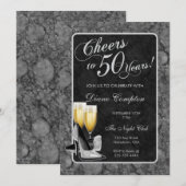 Proost op 50 jaar Zilver en Zwart Verjaardag Kaart (Voorkant / Achterkant)