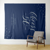 Proost op 50 jaar | Zilver & Navy verjaardagsfeest Wandkleed (In Situ (horizontaal))