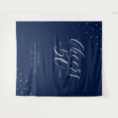 Proost op 50 jaar | Zilver & Navy verjaardagsfeest Wandkleed (Voorkant (horizontaal))