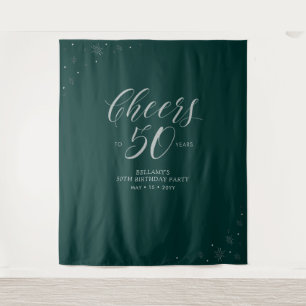 Proost op 50 jaar Zilveren & Groene Verjaardagsf Wandkleed
