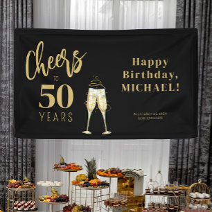 Proost op 50 jaar zwart goud 50ste verjaardagsfees spandoek