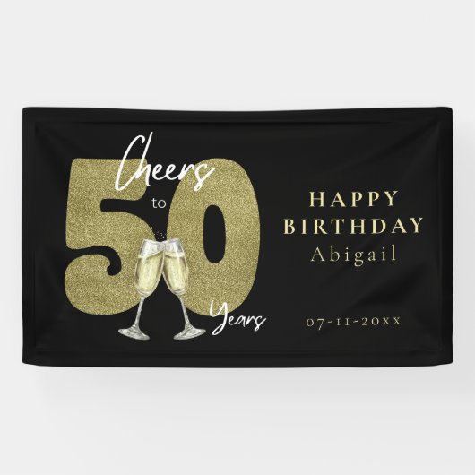 Proost op 50 Jaar Zwarte Goud Spandoek (Horizontaal)