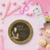 Proost op 50 jaar zwarte gouden verjaardag papieren bordje (Feest)