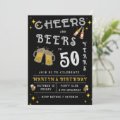 Proost op 50 jaar zwarte verjaardag Uitnodiging (Staand voorkant)