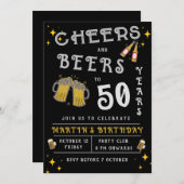 Proost op 50 jaar zwarte verjaardag Uitnodiging (Voorkant / Achterkant)