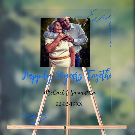 Proost op 50-jarig jubileum Blue Leaf Photo Nam Acryl Bord (Neutraal)