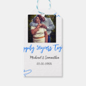 Proost op 50-jarig jubileum Blue Leaf Photo Nam Cadeaulabel (Voorkant)