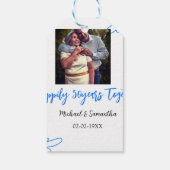 Proost op 50-jarig jubileum Blue Leaf Photo Nam Cadeaulabel (Achterkant)