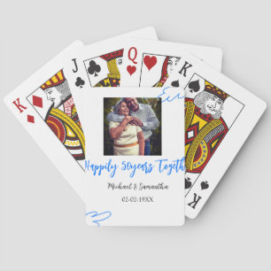 Proost op 50-jarig jubileum Blue Leaf Photo Nam Pokerkaarten