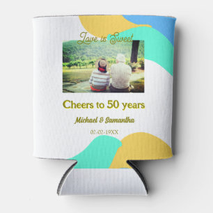 Proost op 50-jarig jubileum liefde is zoete retro blikjeskoeler