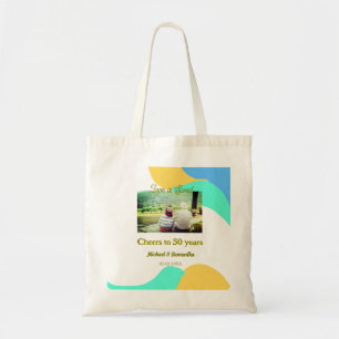 Proost op 50-jarig jubileum liefde is zoete retro tote bag
