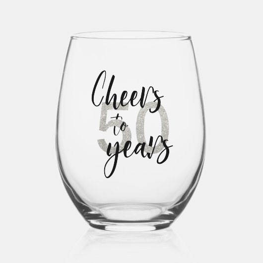 Proost op 50 Vijftig jaar Wijnglas Zonder Voet (Voorkant)
