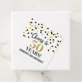 Proost op 50 Years Gold Black Confetti Bedankjes Labels (In situ)