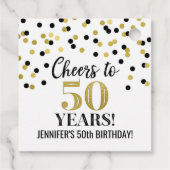 Proost op 50 Years Gold Black Confetti Bedankjes Labels (Achterkant)