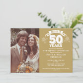 Proost op 50e Golden Wedding Jubileum 2 foto's Kaart (Staand voorkant)