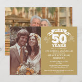 Proost op 50e Golden Wedding Jubileum 2 foto's Kaart (Voorkant / Achterkant)