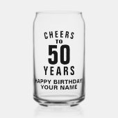 Proost op 50e verjaardag gepersonaliseerd blikvorm glas (Voorkant)