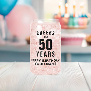 Proost op 50e verjaardag gepersonaliseerd blikvorm glas
