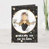 Proost op 60 Bold Glam Vrouw Cartoon 60e Verjaarda Kaart (Voorkant)