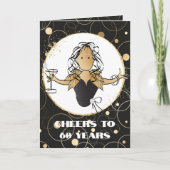 Proost op 60 Bold Glam Vrouw Cartoon 60e Verjaarda Kaart (Voorkant)