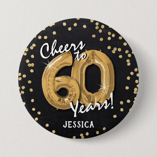 Proost op 60 Jaar 60e Verjaardag Ronde Button 7,6 Cm (Voorkant)