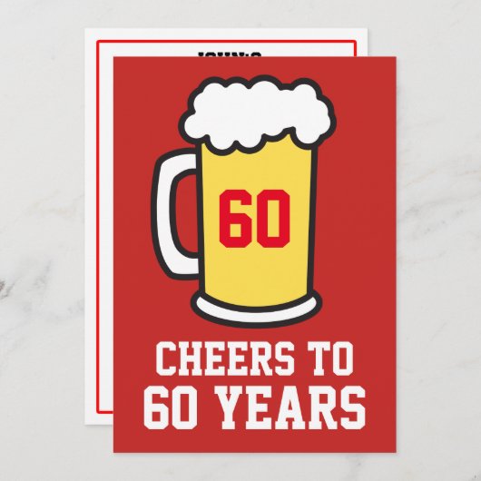 Proost op 60 jaar bier 60ste feestuitnodiging kaart (Voorkant / Achterkant)