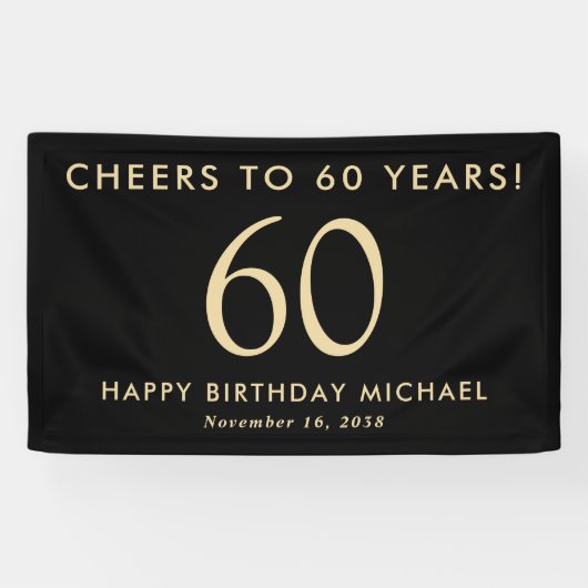 Proost op 60 Jaar Black Gold 60e Verjaardagsfeest Spandoek (Horizontaal)