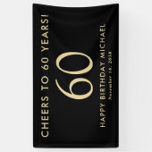 Proost op 60 Jaar Black Gold 60e Verjaardagsfeest Spandoek (Verticaal)