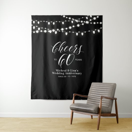Proost op 60 jaar Black & White 60th Anniversary Wandkleed (In situ)