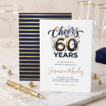 Proost op 60 jaar Elegant Goud Blauw Verjaardag