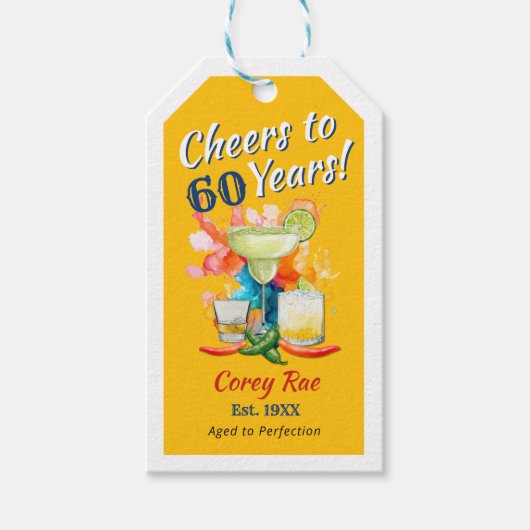 Proost op 60 Jaar Feest 60ste Verjaardag Cadeaulabel (Voorkant)