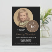 Proost op 60 jaar Foto Sepia Kaart (Staand voorkant)