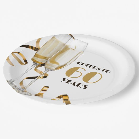 Proost op 60 jaar mijlpaal verjaardag papieren bordje (Gekanteld)