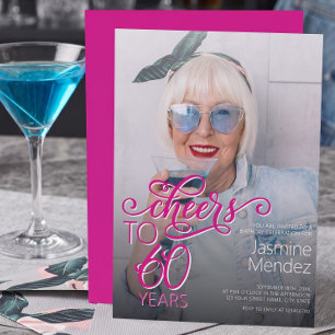 Proost op 60 Jaar Roze Foto Overlay Verjaardag Kaart