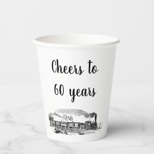 Proost op 60 jaar  stoomtrein papieren bekers (Voorkant)