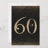 Proost op 60 jaar Surprise Party, Black & Gold Kaart (Achterkant)