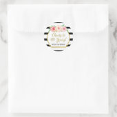 Proost op 60 jaar verjaardag Black Stripes Bloemen Ronde Sticker (Tas)