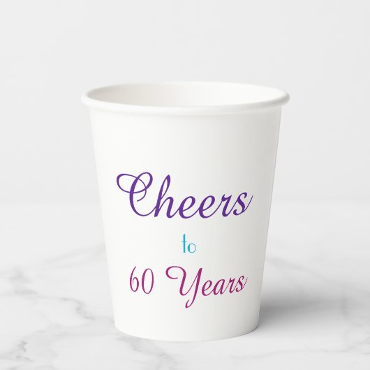 Proost op 60 Jaar Verjaardagsfeestbekers Papieren Bekers (Achterkant)
