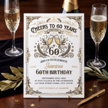 Proost op 60 jaar Vintage Goud Wit Verjaardag