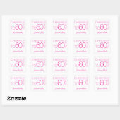 Proost op 60 jaar Witte Fuchsia Roze Chic Elegant Vierkante Sticker (Vel)
