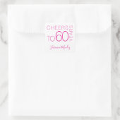 Proost op 60 jaar Witte Fuchsia Roze Chic Elegant Vierkante Sticker (Tas)