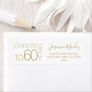 Proost op 60 jaar Witte Goud Chic Elegante Adres Etiket