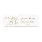 Proost op 60 jaar Witte Goud Chic Elegante Adres Etiket (Voorkant)